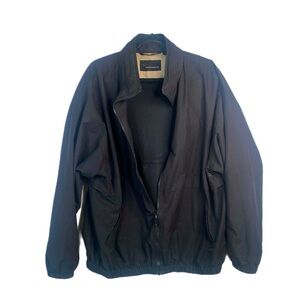 Greg Norman Mens Black Windbreaker Golf jacket W/ Hidden Hood Size L NWT